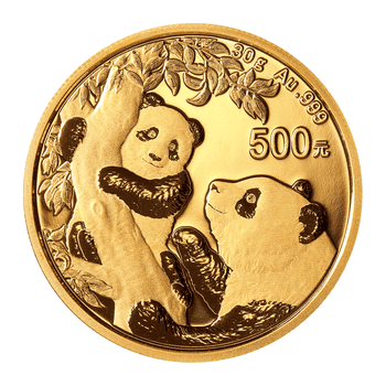 中国 2021年 パンダ 500元金貨 未使用