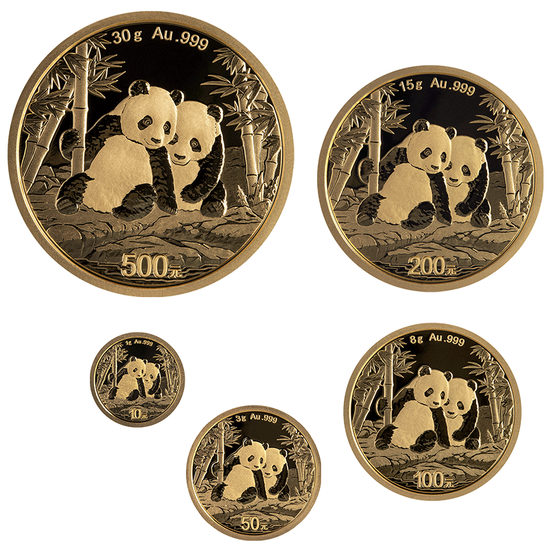中国 2026年 パンダ金貨 金貨5種揃い（発行証明書付き） 未使用