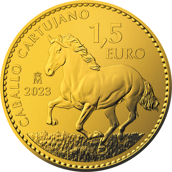 スペイン 2023年 スペインの動物 カルトゥハーノ馬 1.5ユーロ金貨 1オンス 未使用