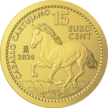 スペイン 2024年 スペインの動物 カルトゥハーノ馬 15ユーロセント金貨 1/10オンス 未使用