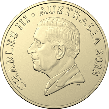 オーストラリア 2023年 国王チャールズ3世初の通常貨 1ドルアルミ青銅貨20枚ロール 未使用