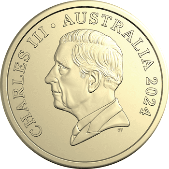オーストラリア 2024年 国王チャールズ3世初の通常貨 2ドルアルミ青銅貨25枚ロール 未使用