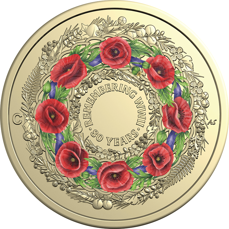 オーストラリア 2025年 第二次世界大戦終結80周年 2ドルカラーアルミ