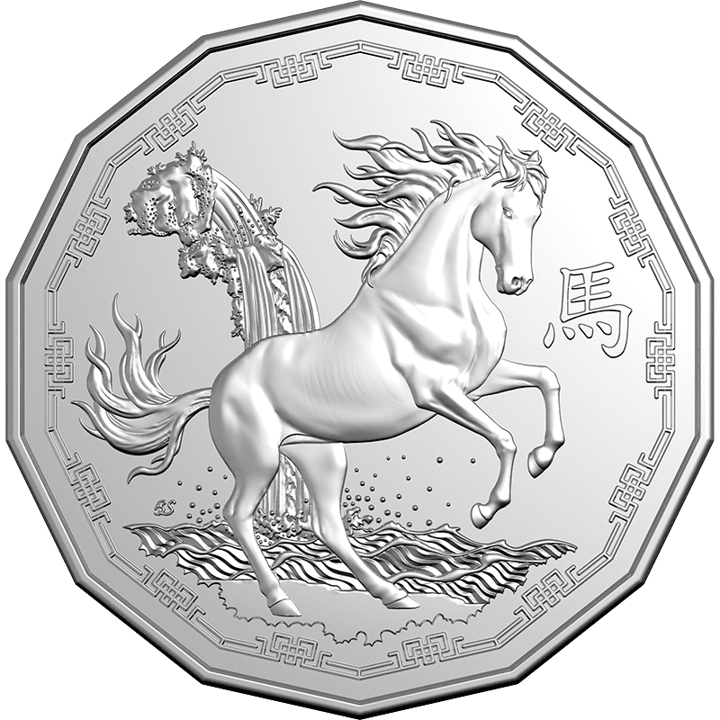 オーストラリア 2026年 午年馬図 50セント14角形白銅貨 未使用