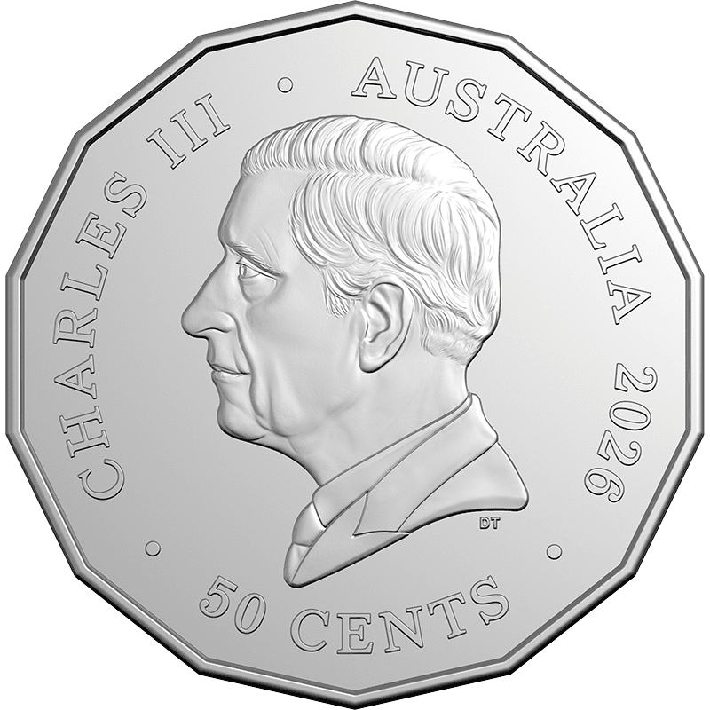 オーストラリア 2026年 午年馬図 50セント14角形白銅貨 未使用