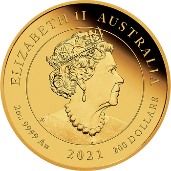オーストラリア 2021年 女王エリザベス2世生誕95周年 200ドル金貨 プルーフ