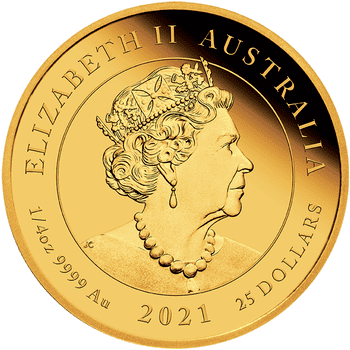オーストラリア 2021年 女王エリザベス2世生誕95周年 25ドル金貨 プルーフ
