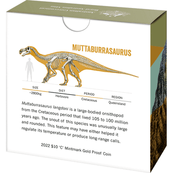 オーストラリア 2022年 オーストラリアの恐竜 アウストラロヴェナトル 10ドル金貨 プルーフ