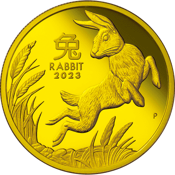 オーストラリア 2023年 第3次 十二支金・銀貨シリーズ 卯年兎図 5ドル 