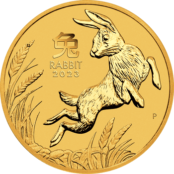 オーストラリア 2023年 第3次　十二支金・銀貨シリーズ 卯年兎図 5ドル金貨　1/20オンス 未使用