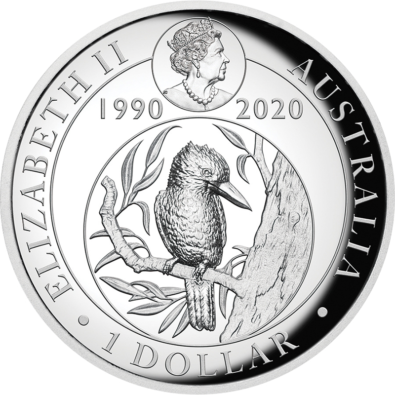 オーストラリア 2020年 ワライカワセミ 発行30周年 1ドル銀貨 プルーフ ...
