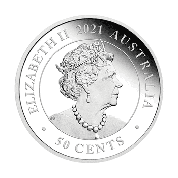 オーストラリア 2021年 夢見る動物たち 最終貨 ウォンバット 50セントカラー銀貨 プルーフ