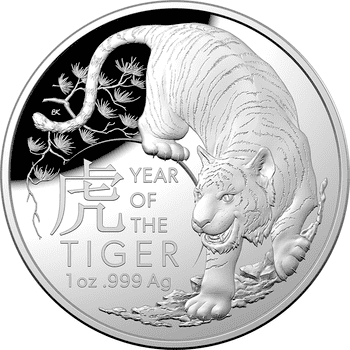 オーストラリア 2022年 寅年虎図 5ドルドーム型銀貨 プルーフ