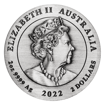 オーストラリア 2022年 第3次十二支金・銀貨シリーズ 寅年虎図 2ドル銀貨 アンティーク仕上げ