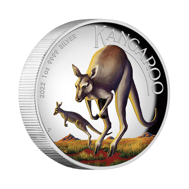 オーストラリア 2022年 カンガルー 1ドルカラー銀貨 未使用（ハイ 