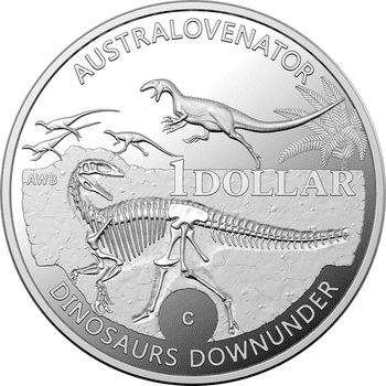 オーストラリア 2022年 オーストラリアの恐竜 アウストラロヴェナトル 1ドル銀貨 プルーフ
