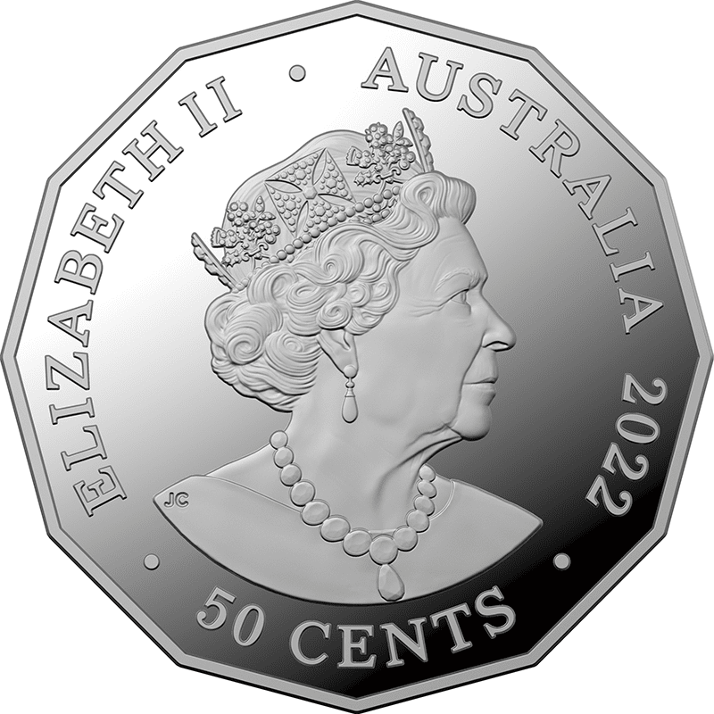 オーストラリア 2022年 女王エリザベス2世在位70周年 50セント銀貨