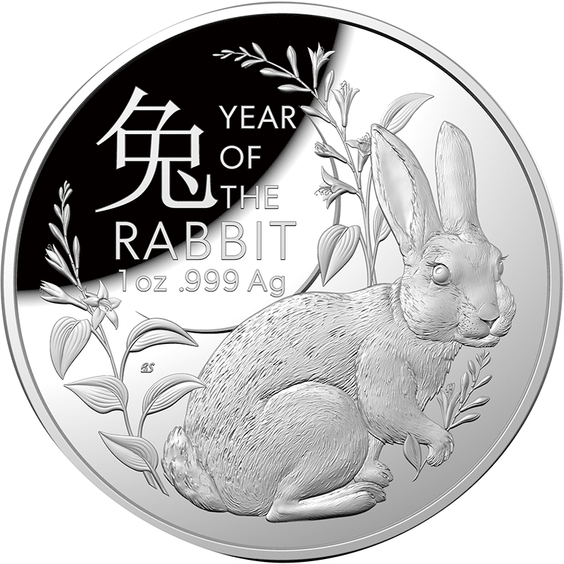 オーストラリア 2023年 卯年兎図 5ドルドーム型銀貨 プルーフ ...