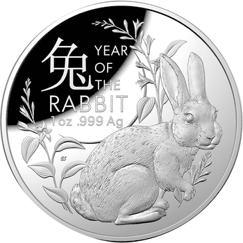 オーストラリア 2023年 卯年兎図 5ドルドーム型銀貨 プルーフ