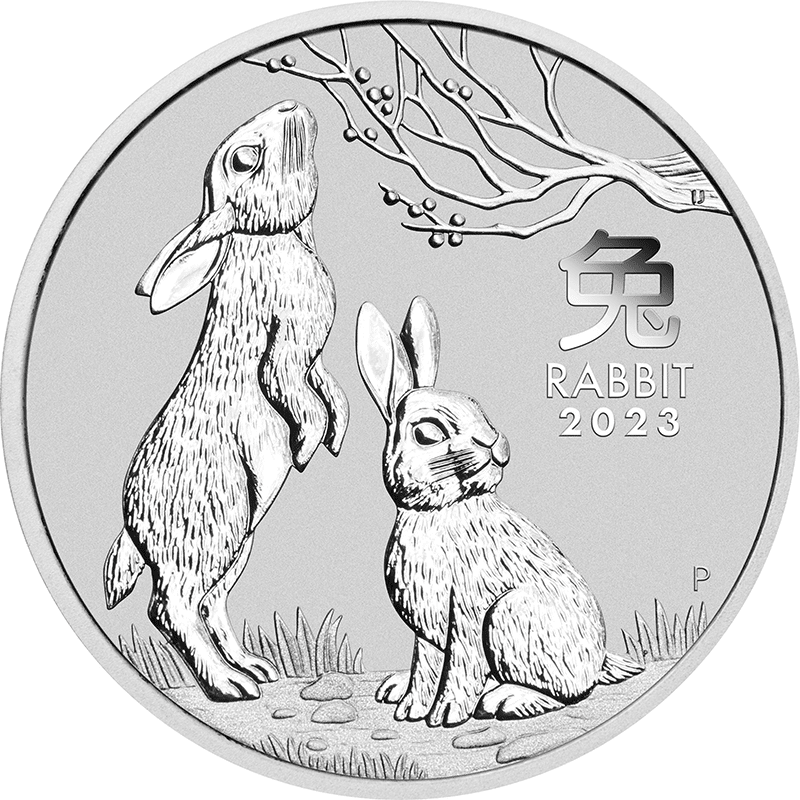 オーストラリア 2023年 第3次 十二支金・銀貨シリーズ 卯年兎図 1ドル 