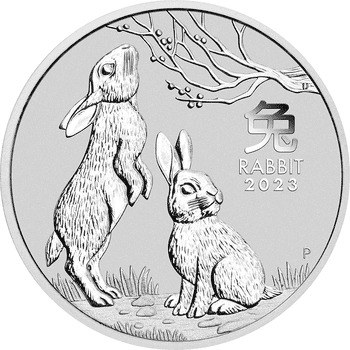 オーストラリア 2023年 第3次　十二支金・銀貨シリーズ 卯年兎図 2ドル銀貨　2オンス 未使用