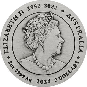 オーストラリア 2024年 第３次 十二支金・銀貨シリーズ 辰年龍図 2ドル銀貨 アンティーク仕上げ