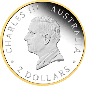 オーストラリア 2024年 パース造幣局創立125周年 2ドル銀貨金メッキ付 プルーフ