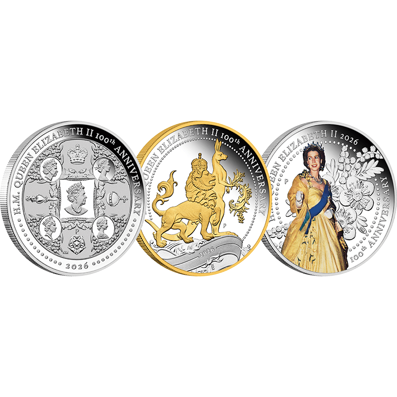オーストラリア 2026年 エリザベス2世生誕100周年 1ドル銀貨3種セット