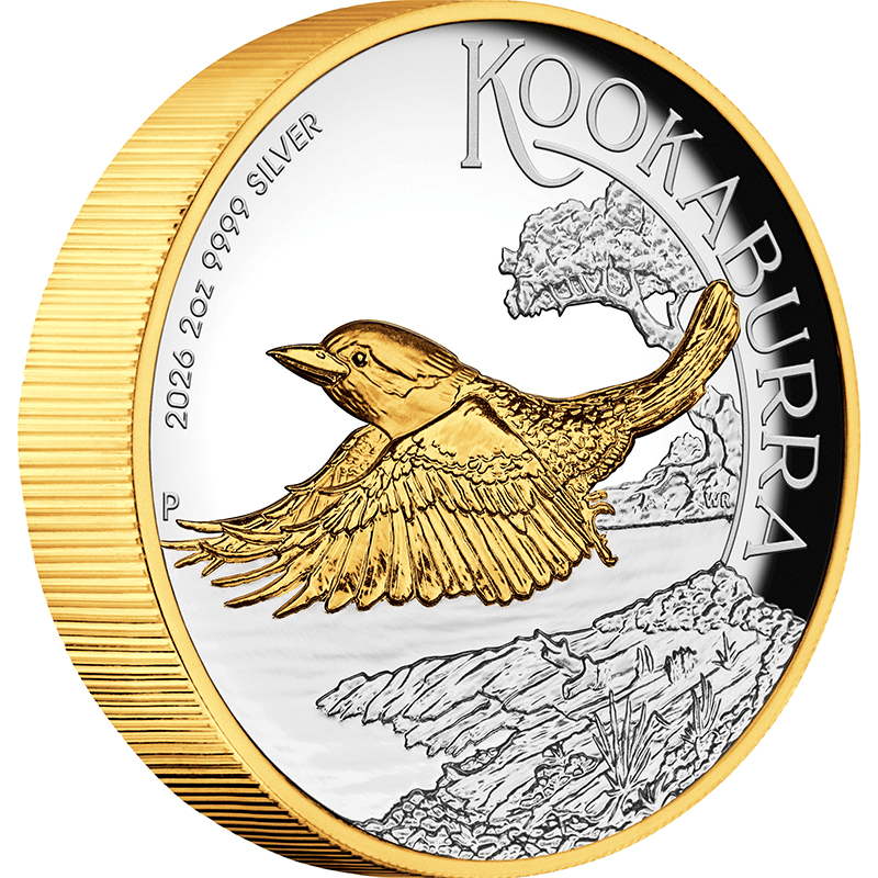 オーストラリア 2026年 ワライカワセミ 2ドル銀貨金メッキ付 プルーフ