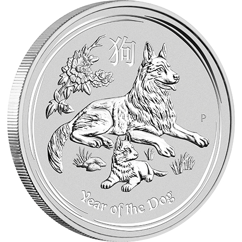 オーストラリア 2018年 戌年犬図 1ドル銀貨 1オンス 未使用 