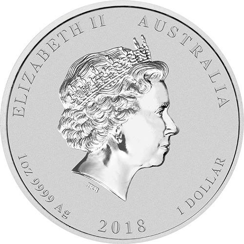 オーストラリア 2018年 戌年犬図 1ドル銀貨 1オンス 未使用