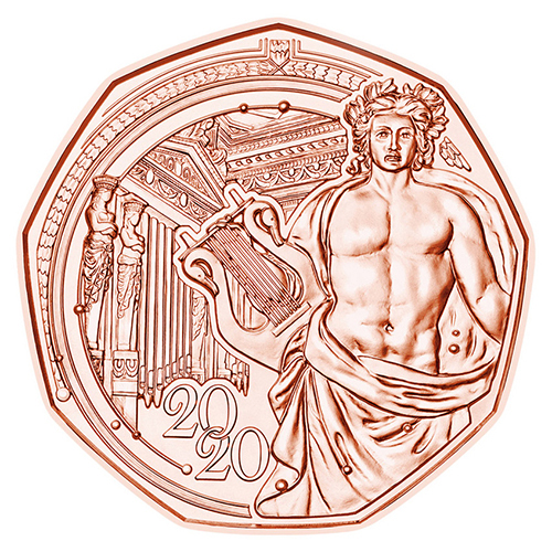 オーストリア 2020年 ウィーン楽友協会コンサートホール150周年 5ユーロ銅貨 未使用