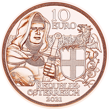 オーストリア 2021年 騎士の物語 最終貨 兄弟愛 10ユーロ銅貨 未使用