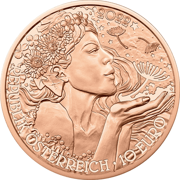オーストリア 2022年 花言葉シリーズ タンポポ 10ユーロ銅貨 未使用