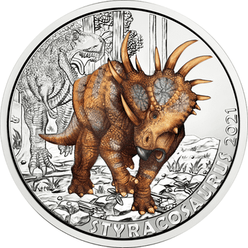 オーストリア 2021年 スーパーサウルスシリーズ スティラコサウルス 3ユーロカラー白銅貨 未使用
