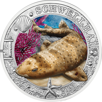 オーストリア 2023年 光る海洋生物シリーズ ナヌカザメ 3ユーロカラー白銅貨 未使用
