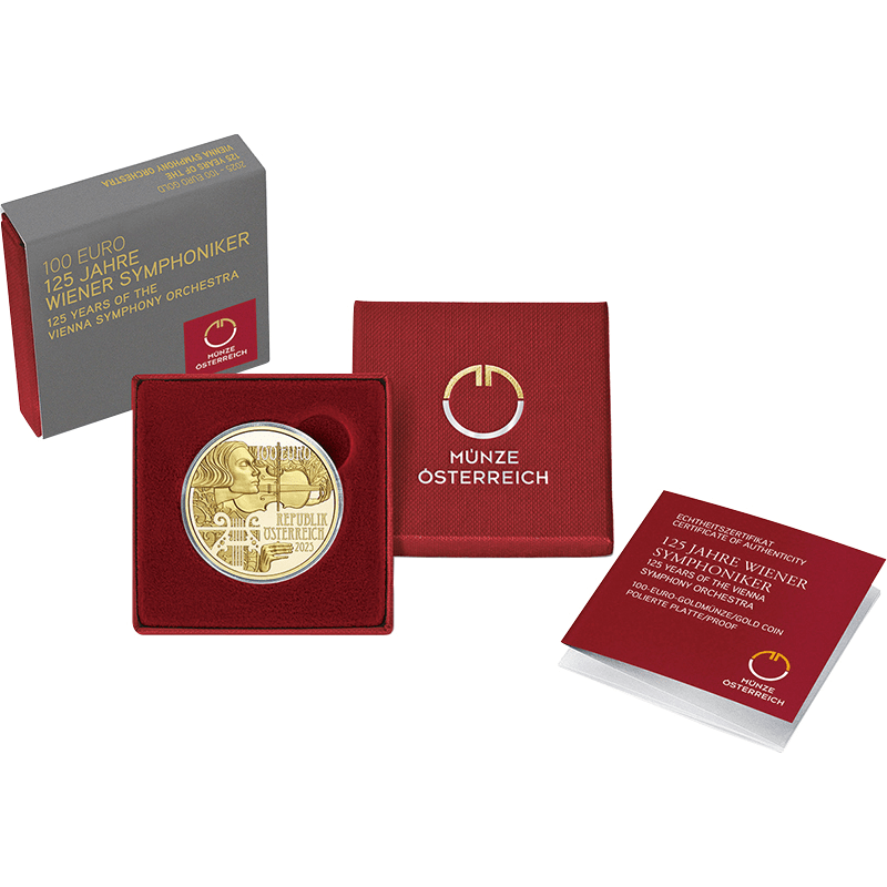 オーストリア 2025年 ウィーン交響楽団創設125周年 100ユーロ金貨