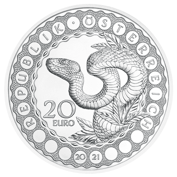 オーストリア 2021年 神話の動物シリーズ 20ユーロ銀貨クリスタライズ付 プルーフ