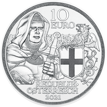 オーストリア 2021年 騎士の物語 最終貨 兄弟愛 10ユーロカラー銀貨 プルーフ