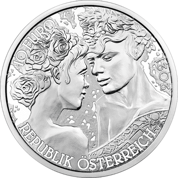 オーストリア 2021年 花言葉シリーズ バラ 10ユーロカラー銀貨 プルーフ