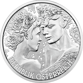 オーストリア 2021年 花言葉シリーズ バラ 10ユーロ銀貨 未使用