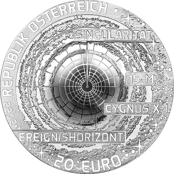 オーストリア 2022年 未知なる宇宙シリーズ ブラックホール 20ユーロカラー銀貨 プルーフ