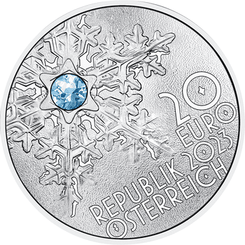 オーストリア 2023年 雪の秘密 20ユーロ銀貨ジェムストーン付 プルーフ