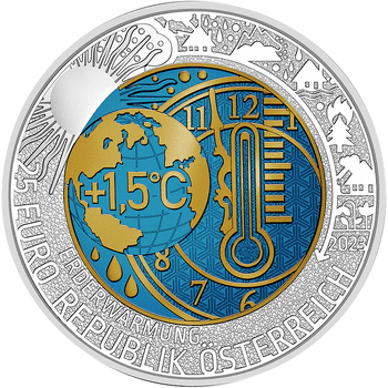 オーストリア 2023年 ニオブ銀貨シリーズ 地球温暖化 25ユーロバイメタル貨 未使用
