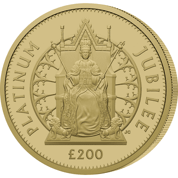 オールダニー 2022年 女王エリザベス2世在位70周年記念 200ポンド金貨 PCGS 【PR70】 艶消しプルーフ