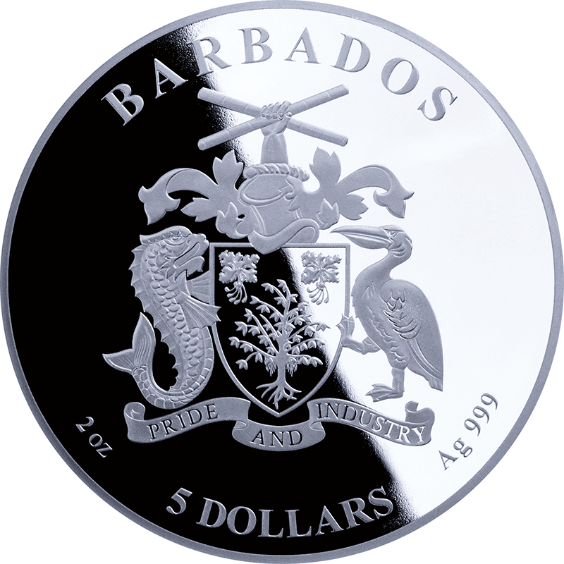 バルバドス モノポリー・ジャックポット 5ドルカラー銀貨 プルーフ