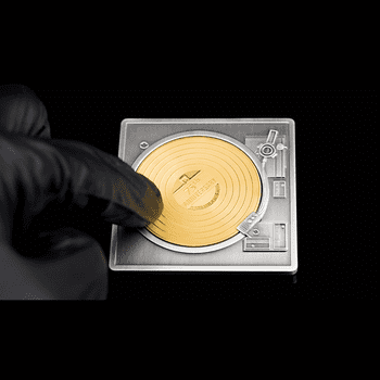 バルバドス 2023年 レコード盤発売75周年 5ドル銀貨金メッキ付 アンティーク仕上げ