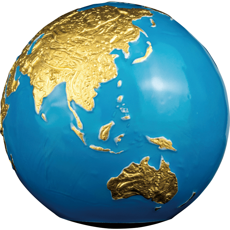 バルバドス 2023年 光る金の地球 5ドルカラー銀貨金メッキ・エナメル付