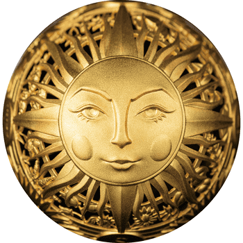 サモア 2024年 太陽と月 5ドル銀貨金メッキ付 アンティーク仕上げ
