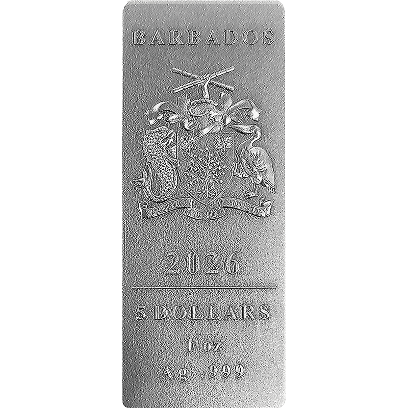 バルバドス 2026年 四大天使 5ドル長方形銀貨金メッキ付4種セット